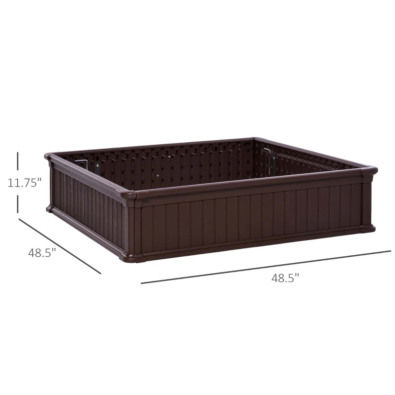Outsunny 48" x 48" x 12" Raise Garden Bed Kit, Raised Planter Box, Above Ground Garden for Flowers, Herb, Vegetables with Easy Assembly, Brown