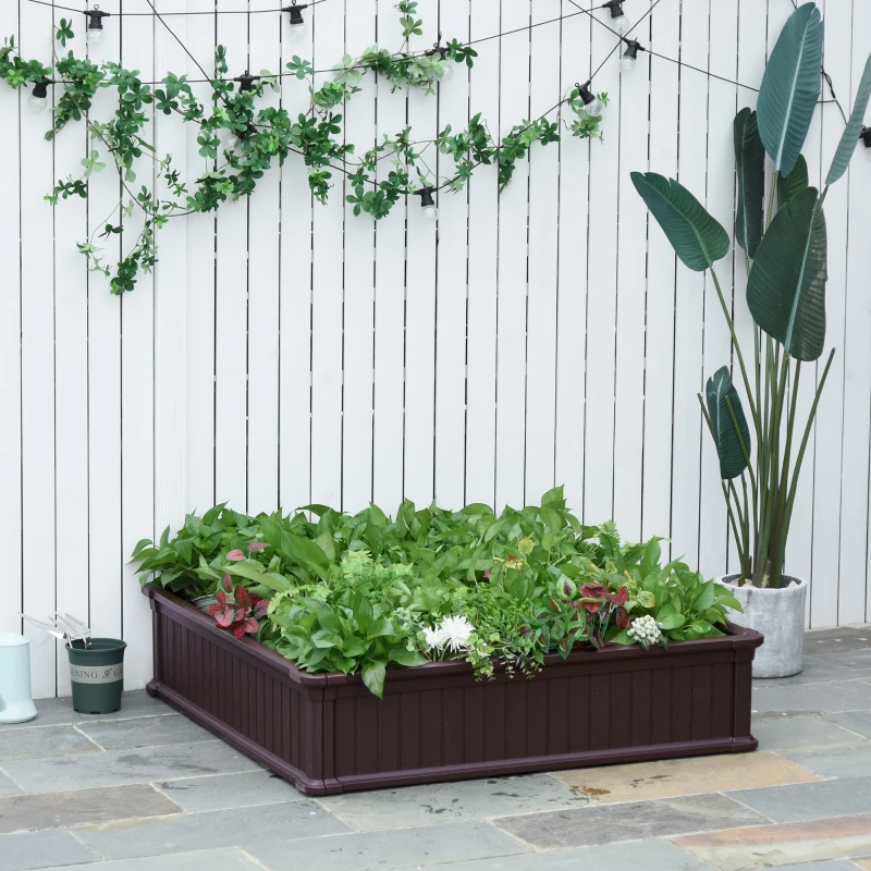 Outsunny 48" x 48" x 12" Raise Garden Bed Kit, Raised Planter Box, Above Ground Garden for Flowers, Herb, Vegetables with Easy Assembly, Brown