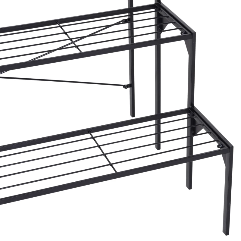 Outsunny Outdoor Plant Stand, 3 Tier Flower Stand, Metal Plant Shelf for Indoor Home & Outdoor Patio Balcony Yard Use
