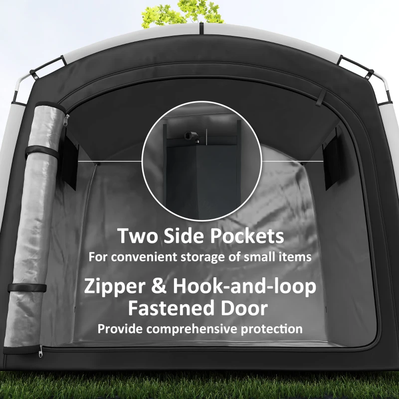 Outsunny Bike Storage Shed Tent, Portable and Waterproof with 210D Oxford Fabric and Carry Bag for 3-4 Bicycles, Black