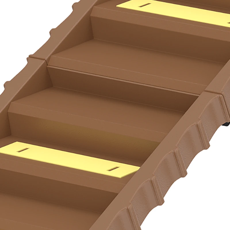 PawHut Foldable Dog Car Ramp, Dog Ramp with Anti-Slip Steps, Pet Stairs for Senior Pets to Access Cars and High Beds, Brown