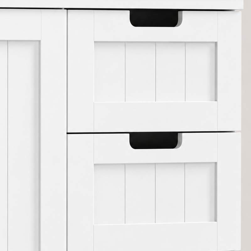 HOMCOM Floor Bathroom Storage Cabinet, Tall Bathroom Cabinet with Adjustable Shelves, for Kitchen, Living Room, White