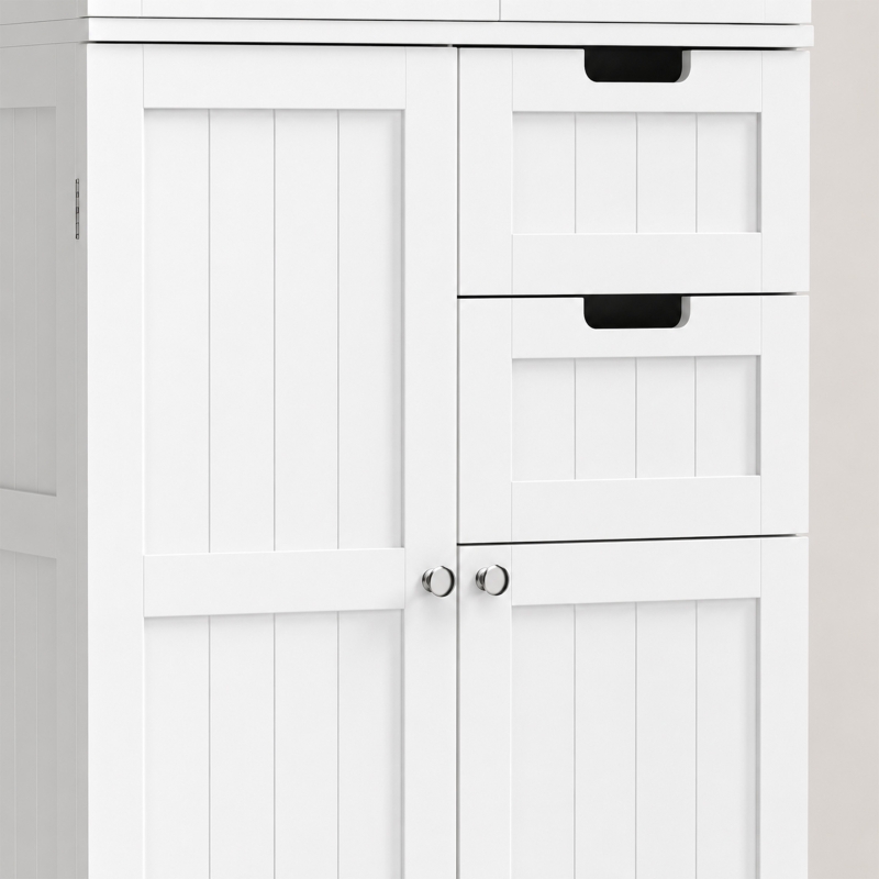 HOMCOM Floor Bathroom Storage Cabinet, Tall Bathroom Cabinet with Adjustable Shelves, for Kitchen, Living Room, White