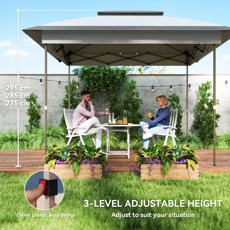 Outsunny 12' x 12' Pop Up Canopy Sun Shade Instant Tent Folding with Mesh Sidewalls, 3-Level Adjustable Height and Storage Bag, Gray