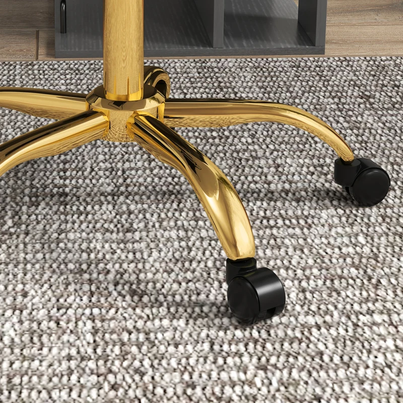 Vinsetto Armless Office Chair, Fluffy Computer Desk Chair with Adjustable Height, Swivel Wheels, Mid Back, Gold