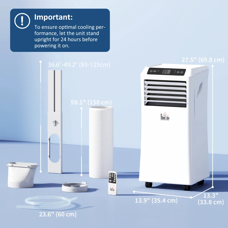 HOMCOM 10,000BTU Mobile Portable Air Conditioner with Cooling, Dehumidifier, 2 Speed Fans, 24-Hour Timer for Bedroom, White
