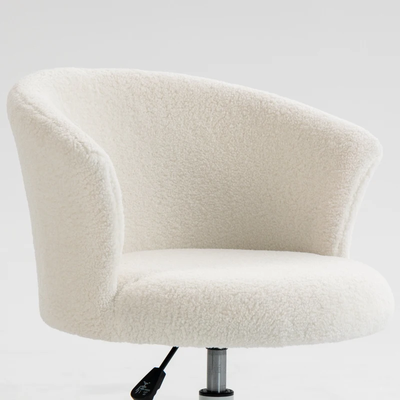 Vinsetto Armless Office Chair, Fluffy Computer Desk Chair with Adjustable Height, Swivel Wheels, Mid Back, White