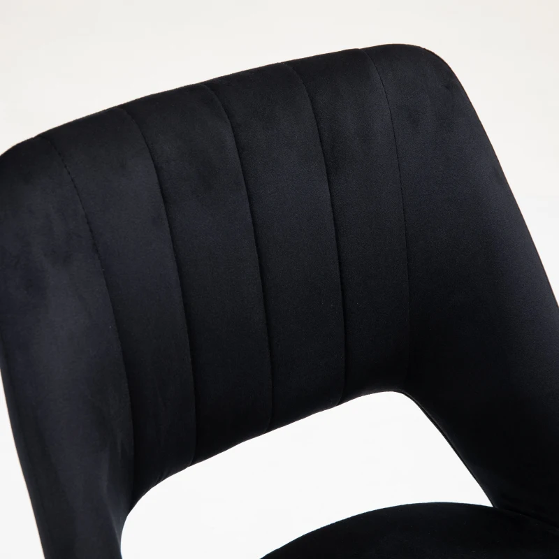 Vinsetto Mid Back Office Chair Velvet Fabric Swivel Scallop Shape Computer Desk Chair, Black