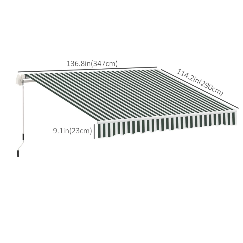 Outsunny 11' x 10' Retractable Awning Fabric Replacement Outdoor Sunshade Canopy Awning Cover, UV Protection, Green and White