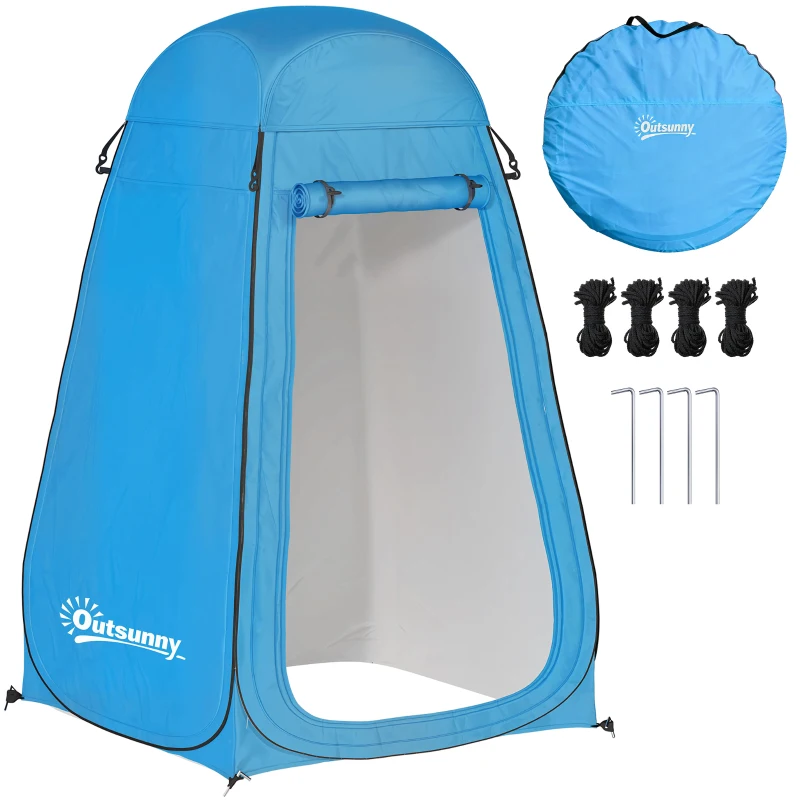 Outsunny Pop Up Shower Tent, Portable Privacy Room for Outdoor Changing, Dressing, Fishing Storage with Carrying Bag, Blue