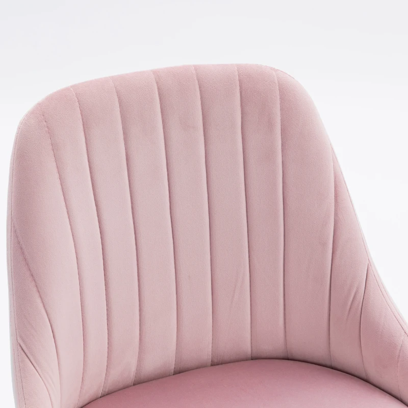 Vinsetto Vanity Chair for Makeup, Velvet Comfy Office Chair with Adjustable Height, Swivel Wheels for Bedroom, Living Room, Pink