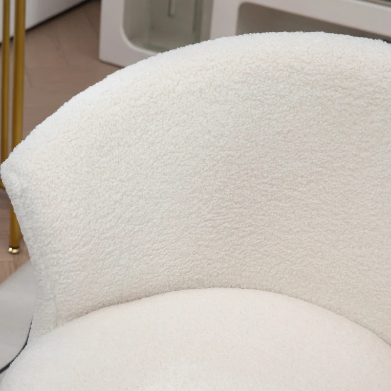 Vinsetto Armless Office Chair, Fluffy Computer Desk Chair with Adjustable Height, Swivel Wheels, Mid Back, Gold
