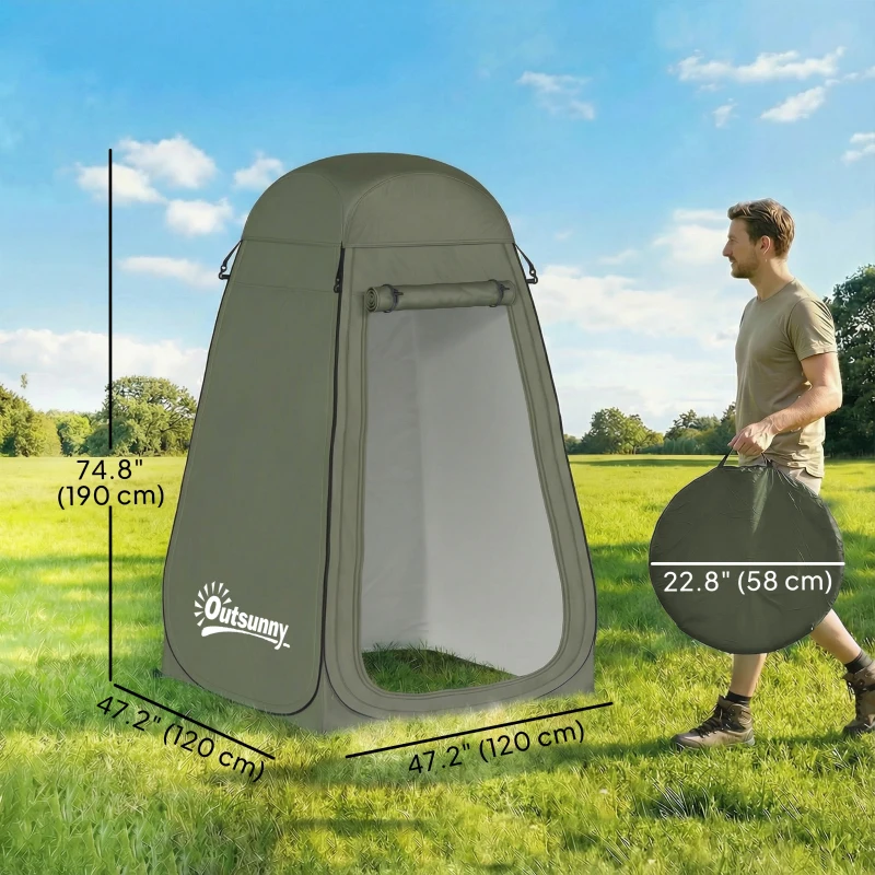 Outsunny Pop Up Shower Tent, Portable Privacy Room for Outdoor Changing, Dressing, Fishing Storage with Carrying Bag, Green