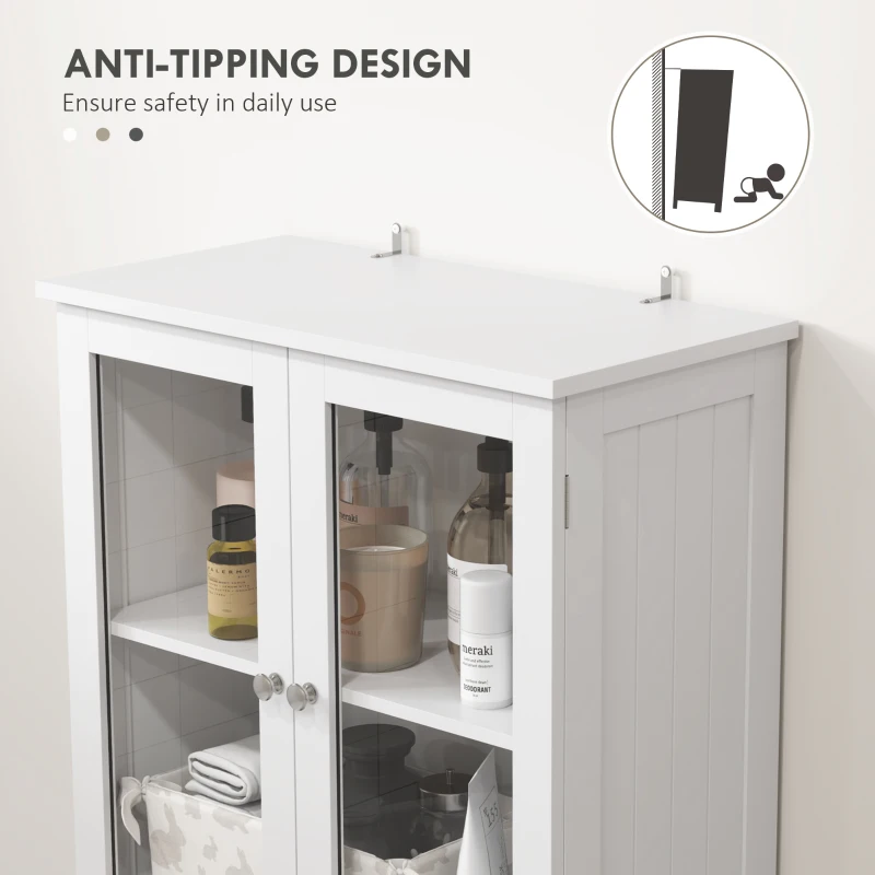 HOMCOM Floor Bathroom Storage Cabinet, Tall Bathroom Cabinet with Adjustable Shelves, for Kitchen, Living Room, White