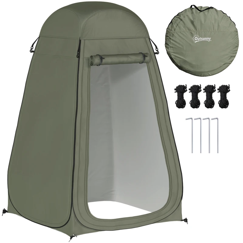 Outsunny Pop Up Shower Tent, Portable Privacy Room for Outdoor Changing, Dressing, Fishing Storage with Carrying Bag, Green