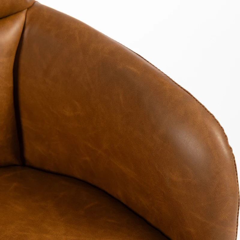 HOMCOM Swivel Office Chair, Faux Leather Desk Chair with Adjustable Height for Living Room, Bedroom, Study, Brown