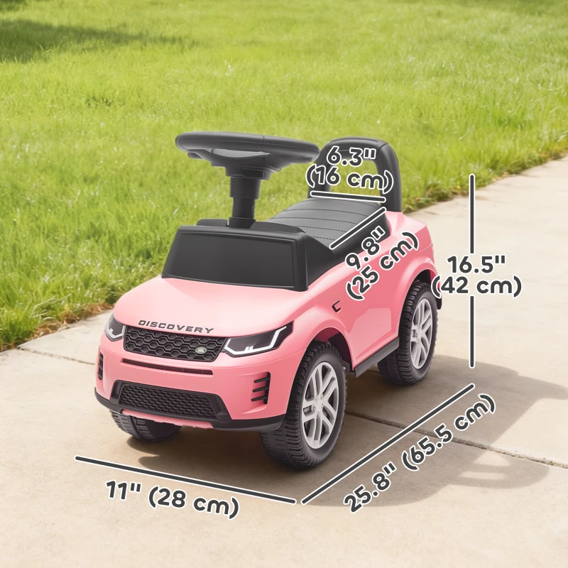 Qaba Licensed Land Rover Ride on Push Car with Anti-Tip Device, Under-Seat Storage, Horn, Engine Sounds for 18-36 M, Pink
