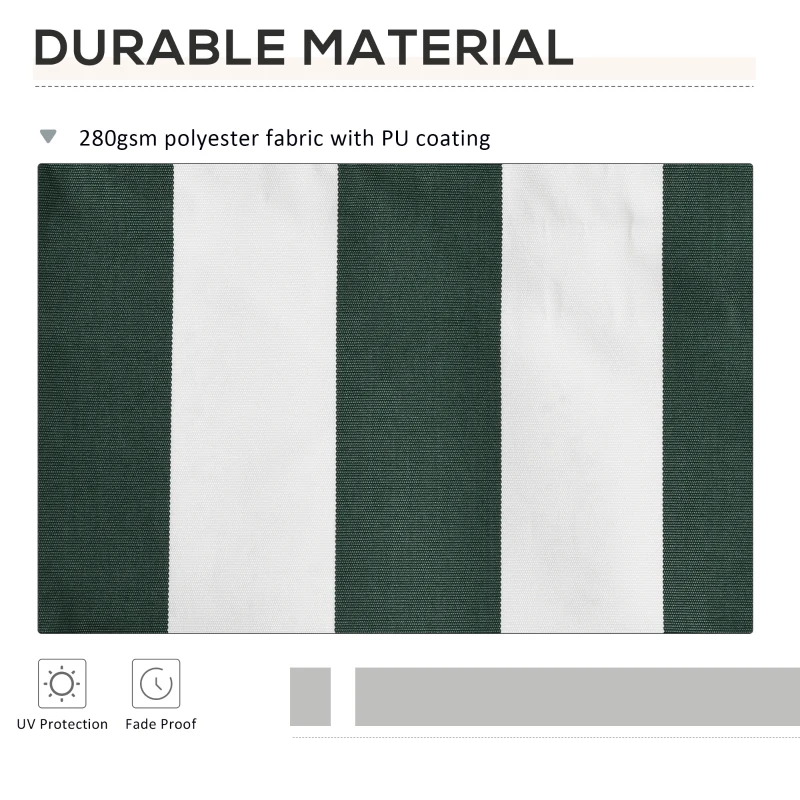 Outsunny 11' x 10' Retractable Awning Fabric Replacement Outdoor Sunshade Canopy Awning Cover, UV Protection, Green and White