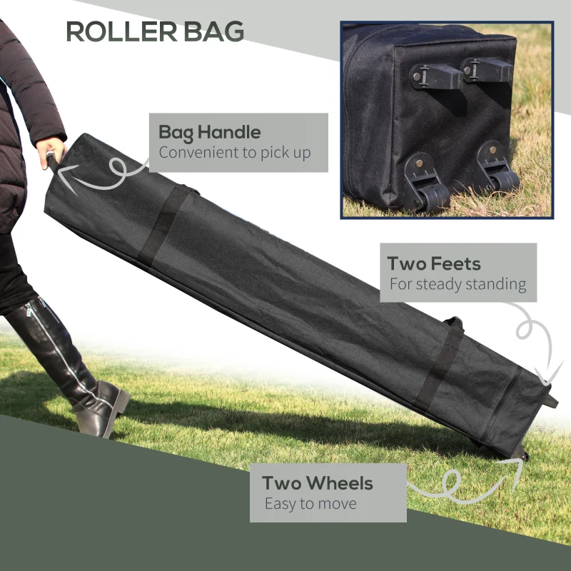 Outsunny 10' x 10' Pop Up Canopy Tent with Wheeled Carry Bag and 4 Sandbags, Instant Sun Shelter, Tents for Parties, Height Adjustable, for Outdoor, Garden, Patio, Dark Gray