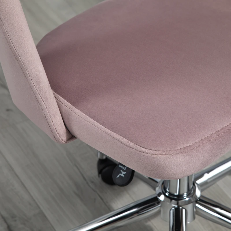Vinsetto Mid Back Office Chair Velvet Fabric Swivel Scallop Shape Computer Desk Chair, Pink