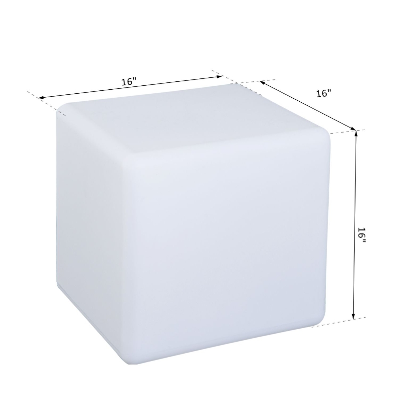 HOMCOM 16" RGB Led Cube Light Waterproof Rechargeable Adjustable Color Changing Tesseract Mood Lamp With Remote Control