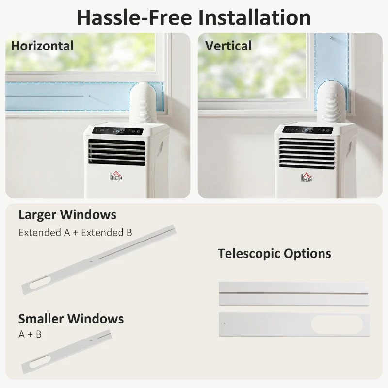 HOMCOM 10,000BTU Mobile Portable Air Conditioner with Cooling, Dehumidifier, 2 Speed Fans, 24-Hour Timer for Bedroom, White