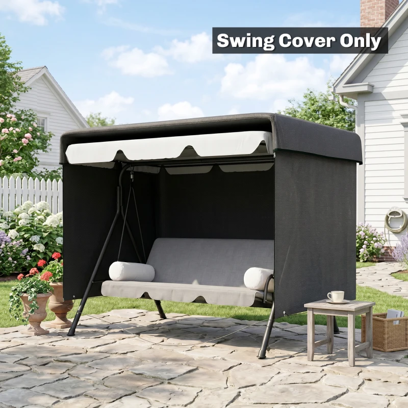 Outsunny 3-Seater Patio Swing Cover, Outdoor Garden Furniture Protection, 85" x 61" x 59", Black
