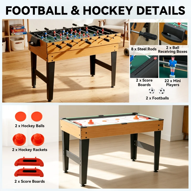 Soozier 43'' 4-in-1 Multi-Gaming Table, Tabletop Billiards Hockey Table Tennis Foosball Game, Easy Set up for Whole Family