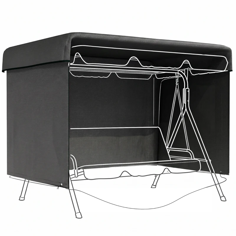 Outsunny 3-Seater Patio Swing Cover, Outdoor Garden Furniture Protection, 85" x 61" x 59", Black