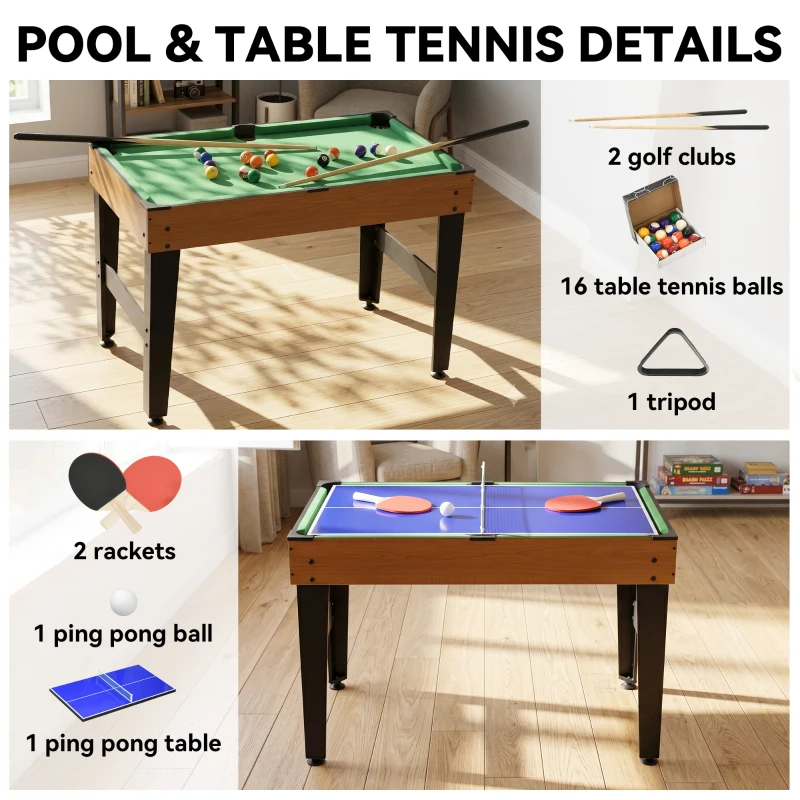 Soozier 43'' 4-in-1 Multi-Gaming Table, Tabletop Billiards Hockey Table Tennis Foosball Game, Easy Set up for Whole Family