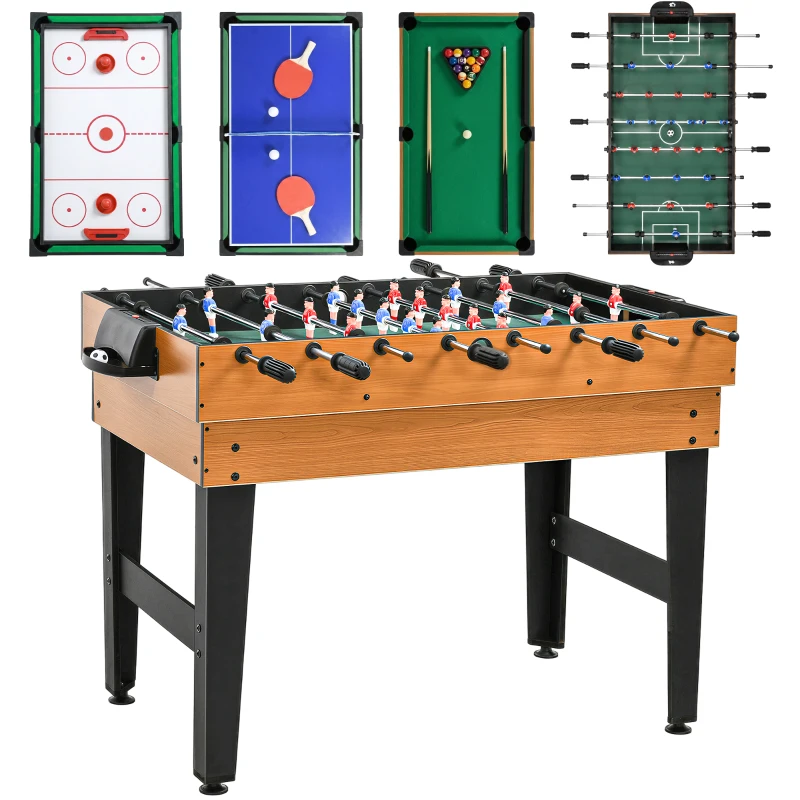 Soozier 43'' 4-in-1 Multi-Gaming Table, Tabletop Billiards Hockey Table Tennis Foosball Game, Easy Set up for Whole Family