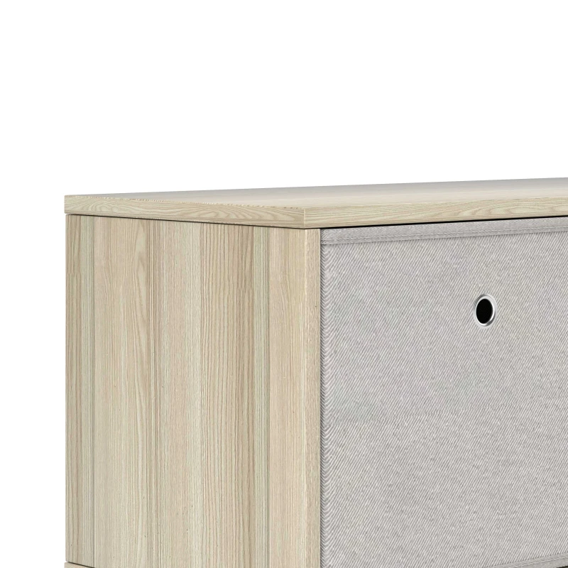 HOMCOM Modern TV Stand Cabinet with Foldable Drawers and Shelves for Living Room, Bedroom, Natural