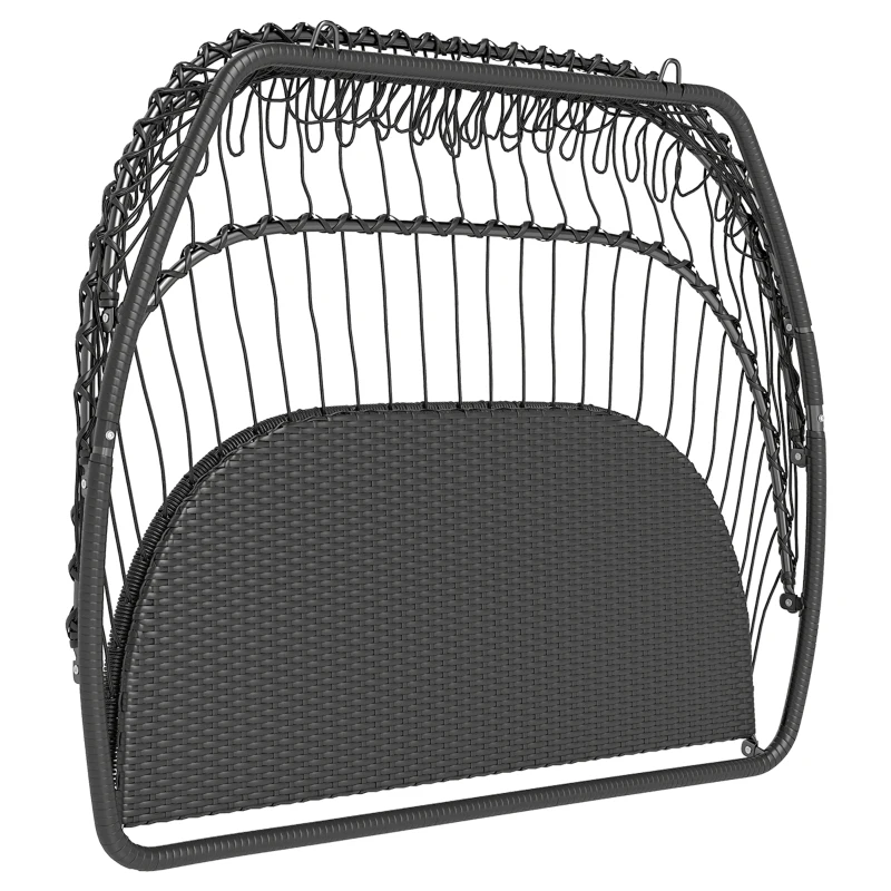 Outsunny Double Wicker Egg Swing Chair with Stand, Foldable Hanging Egg Chair with UV Resistant Cushion, Headrest, Cream White