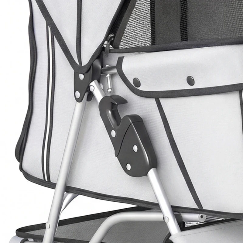 PawHut 3 Wheels Foldable Dog Stroller with Storage Basket, Adjustable Canopy, Cupholder for Miniature and Small Dogs, Grey