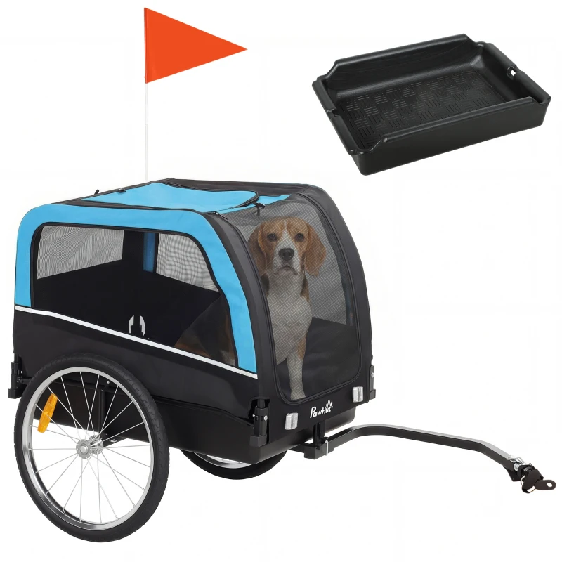 PawHut Dog Bike Trailer, Pet Cart Bicycle Carrier with 20" Air Tires, Quick-Release Wheels, Reflectors, Flag