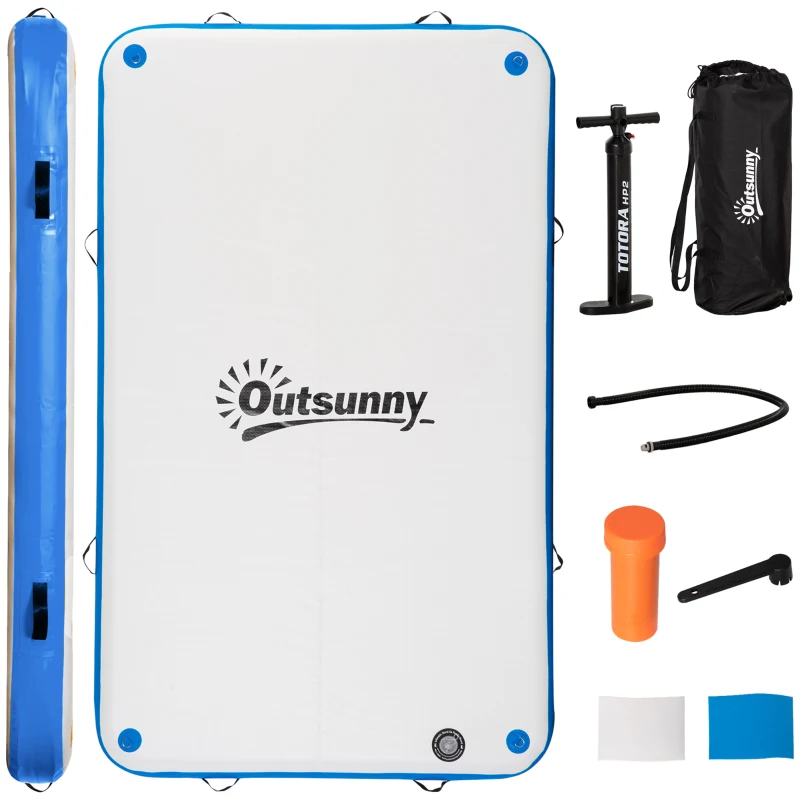 Outsunny 8' x 5' Inflatable Floating Dock, Up to 5 People, Blue