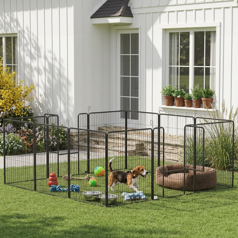 PawHut Dog Pen with Gate, 12 Panels Puppy Playpen, Dog Fence, 39"H