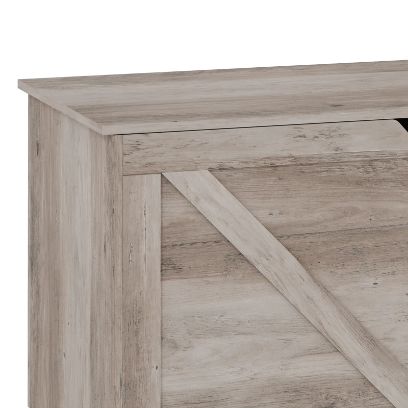 HOMCOM 39.4 Inches Storage Chest, Storage Trunk with 2 Safety Hinges for Living Room, Grey Wood Grain