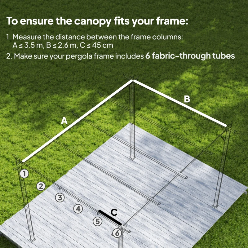 Outsunny 8.5' x 11.5' Retractable Pergola Canopy Replacement, Fit 10' x 13' Frame, Pergola Cover Replacement Top Only, Beige