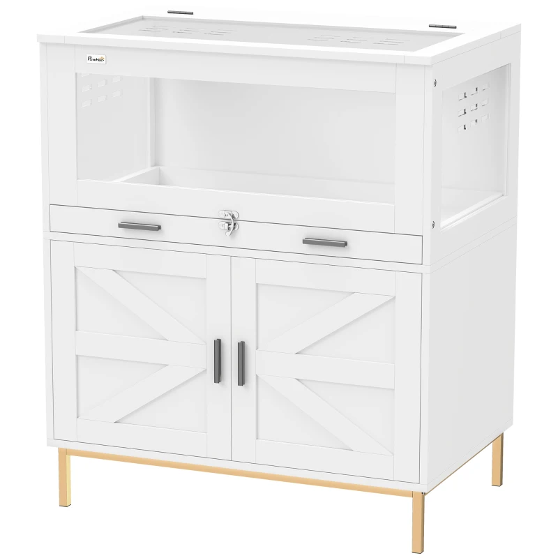 PawHut Hamster Cage with Storage Cabinet, Small Animal Cage with Pull Out Drawer and Acrylic Panels, 30" x 19.5" x 36"
