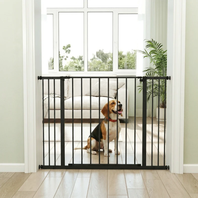 PawHut Pressure Fit Dog Gate Pet Barrier for stairs doorway, 29.9''- 42.1'' Width Black