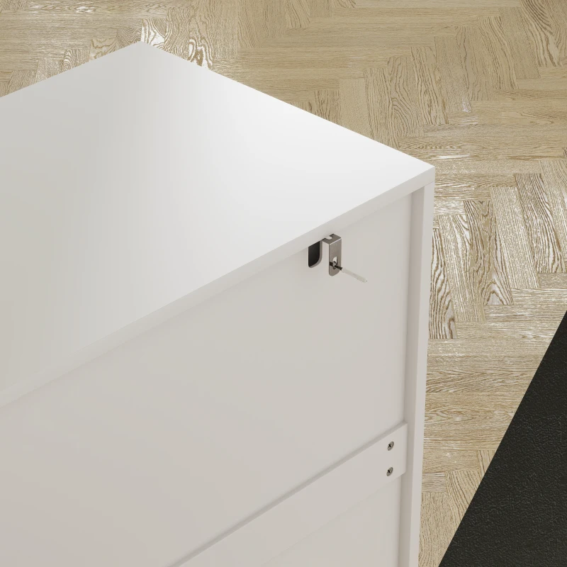 HOMCOM Lateral File Cabinet with 2 Drawers, Modern Filing Cabinet for Letter/A4/Legal Size Files, High Gloss White