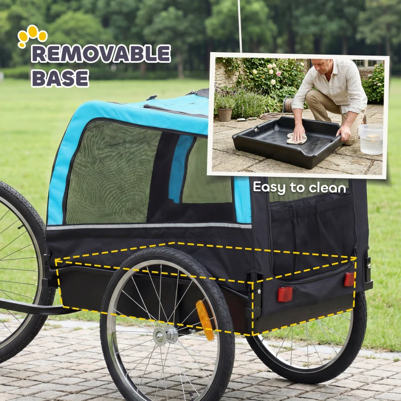 PawHut Dog Bike Trailer, Pet Cart Bicycle Carrier with 20" Air Tires, Quick-Release Wheels, Reflectors, Flag