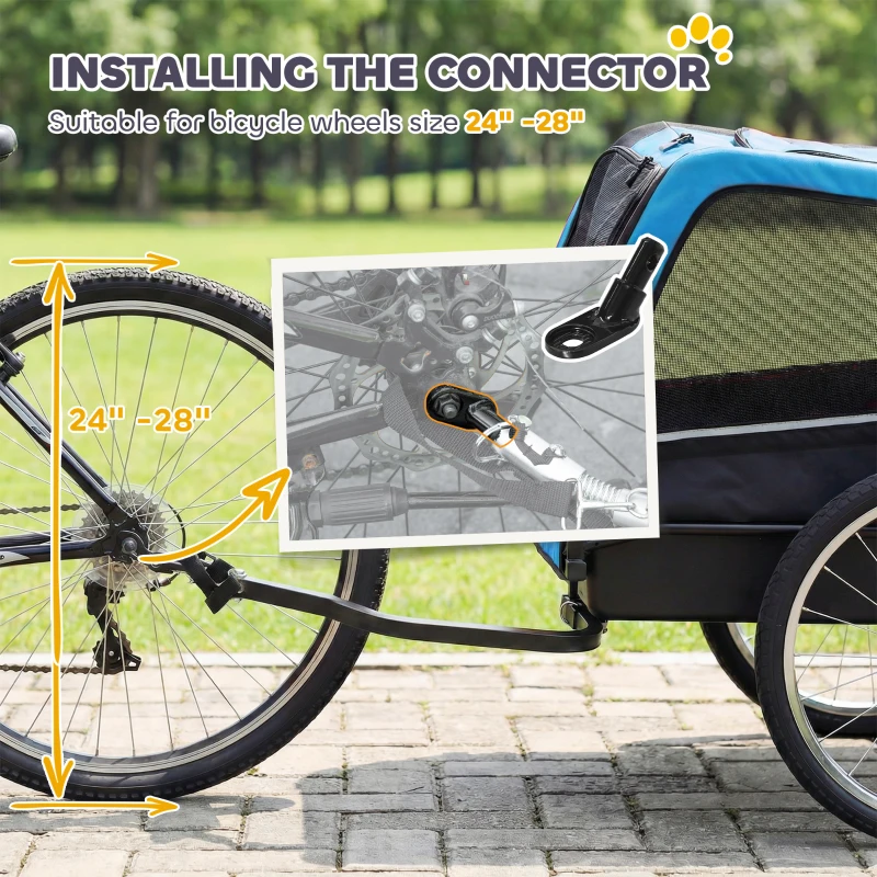 PawHut Dog Bike Trailer, Pet Cart Bicycle Carrier with 20" Air Tires, Quick-Release Wheels, Reflectors, Flag