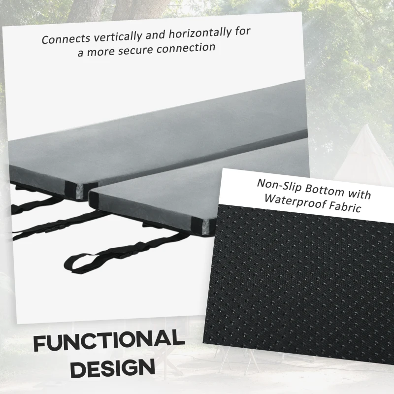Outsunny Sleeping Mat, Memory Foam Camping Mattress Pad, Roll-Up Design with Bag, Waterproof Portable Camping Sleeping Gear for Travel Car, 70.75", Gray
