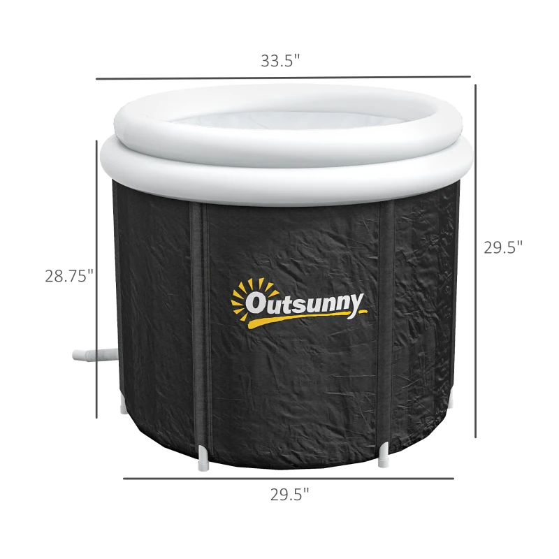 Outsunny Cold Plunge Tub, Portable Ice Bath Cold Water Therapy Tub with Thermo Lid, for Athletes Recovery, Black