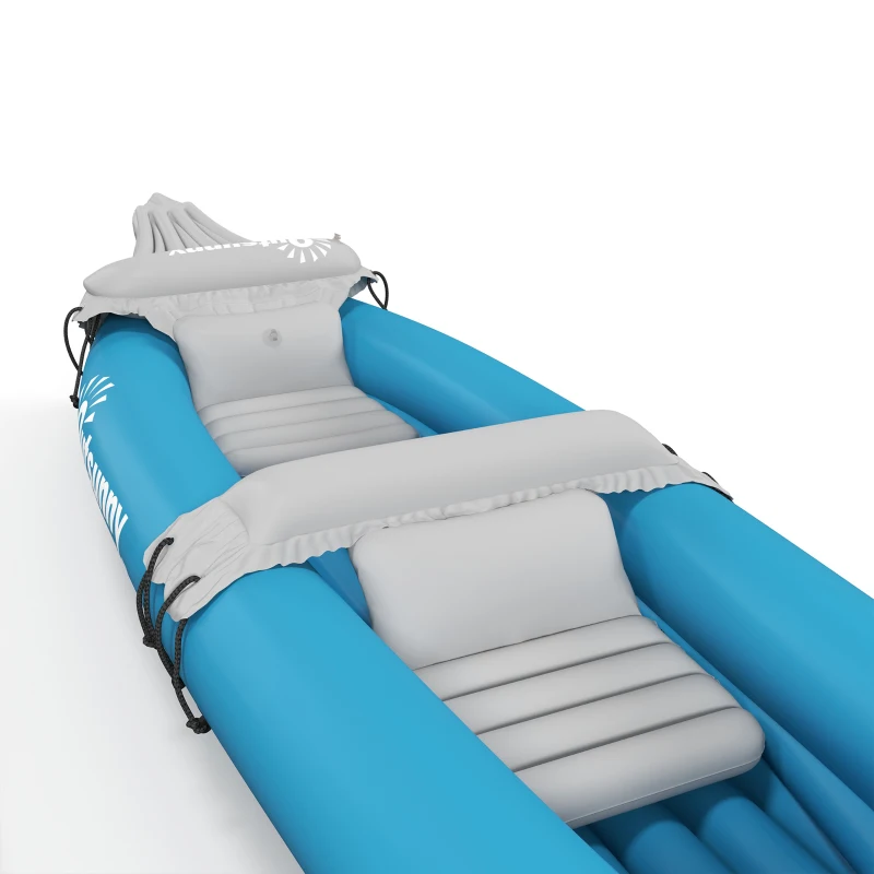 Outsunny Kayak, 2 Person Inflatable Kayak, Includes Paddles, Aluminum Oars, Repair Kit, Portable Tandem Blow Up Boat, Blue