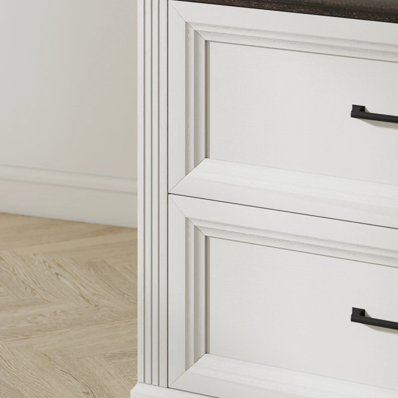 HOMCOM Lateral Filing Cabinet, Farmhouse File Cabinet with 2 Silent Drawers for Letter/A4/Legal Size Files, White