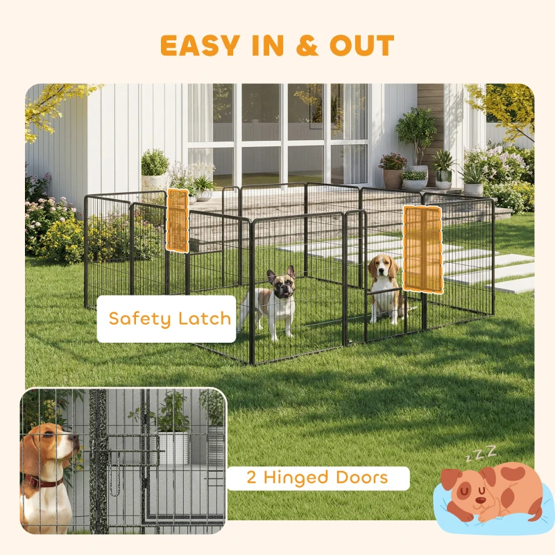 PawHut Dog Pen with Gate, 12 Panels Puppy Playpen, Dog Fence, 39"H