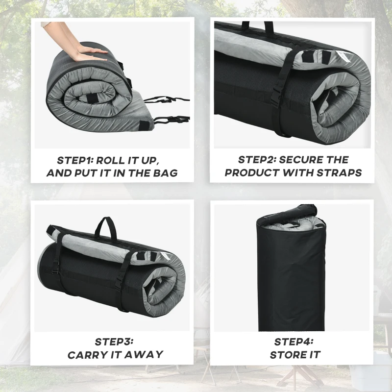 Outsunny Sleeping Mat, Memory Foam Camping Mattress Pad, Roll-Up Design with Bag, Waterproof Portable Camping Sleeping Gear for Travel Car, 70.75", Gray